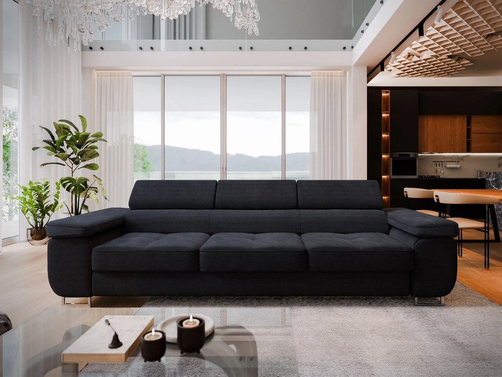 Masseno Sofa MOSINE z funkcją spania, Rozkładana sofa - Czarny, POSO 135