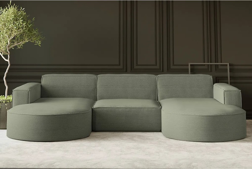 Narożnik Parma Studio U, do salonu, tkanina Poso, zielony (47)