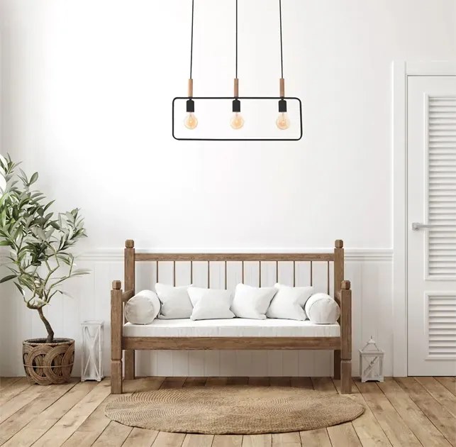 Czarna loftowa potrójna lampa wisząca - D224 A6-E68