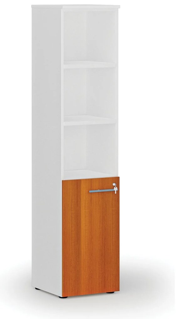 Szafa biurowa kombinowana PRIMO WHITE, drzwi na 2 poziomach, 400 x 420 x 1781 mm, biały/wiśnia