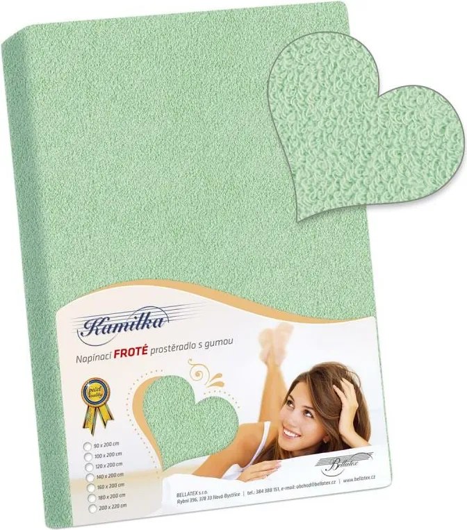 Bellatex prześcieradło frotte jasnozielony, 200 x 220 cm