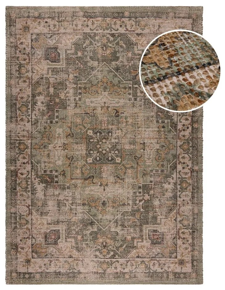 Dywan z mieszanki juty tkany ręcznie w kolorze khaki 80x150 cm Selena Jute Traditional – Flair Rugs