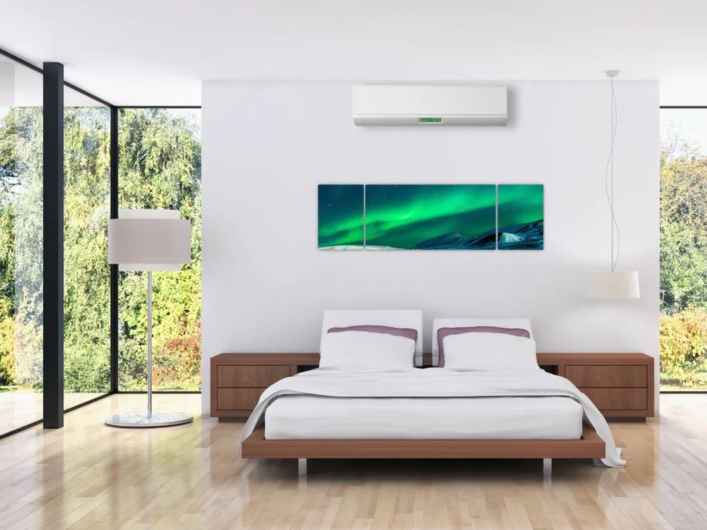 Obraz ludzi w pobliżu zorzy polarnej (170x50 cm)