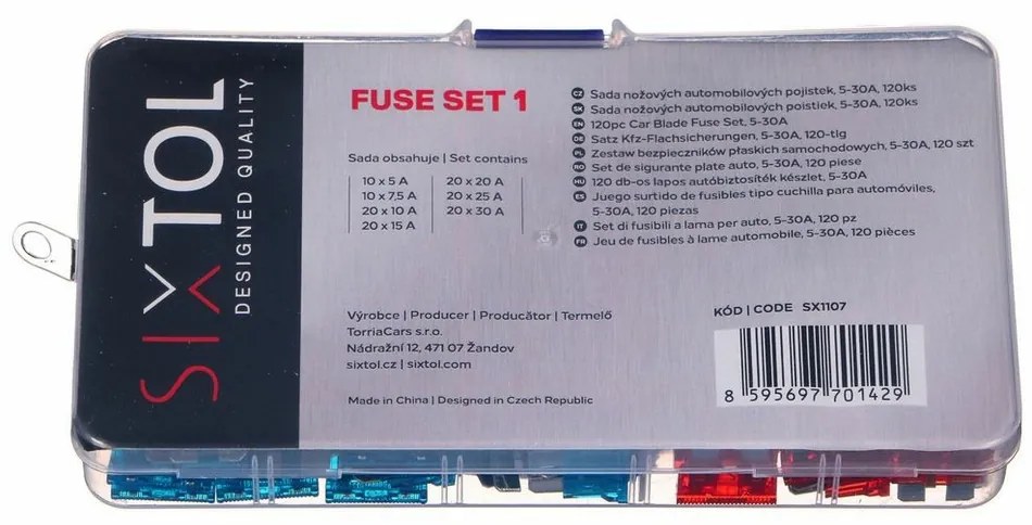 Sixtol Komplet płytkowych bezpieczników samochodowych Mechanic Fuse Set 1, 5-30A, 120 szt.