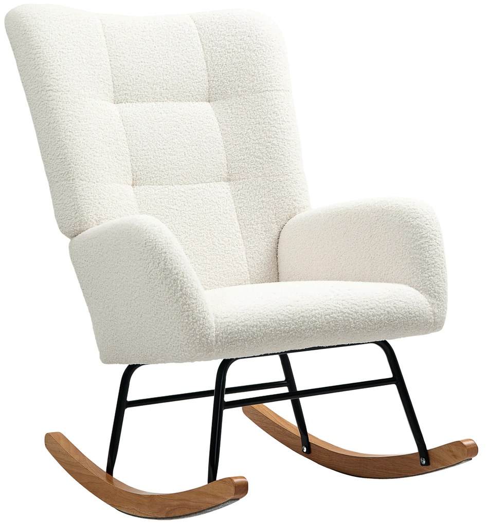 HOMCOM Bujany Fotel, przytulny pokrycie, gruba wyściółka, antypoślizgowy, Kremowy