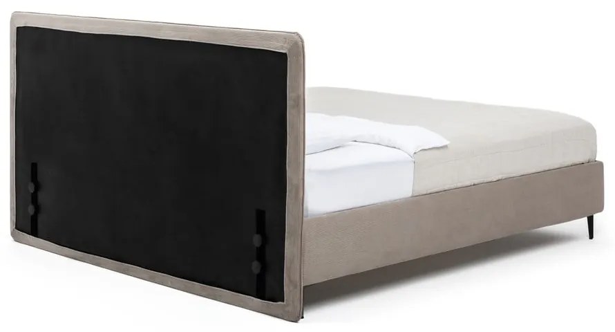 Szarobrązowe tapicerowane łóżko dwuosobowe ze stelażem 160x200 cm Noira Slim – Bonami Selection