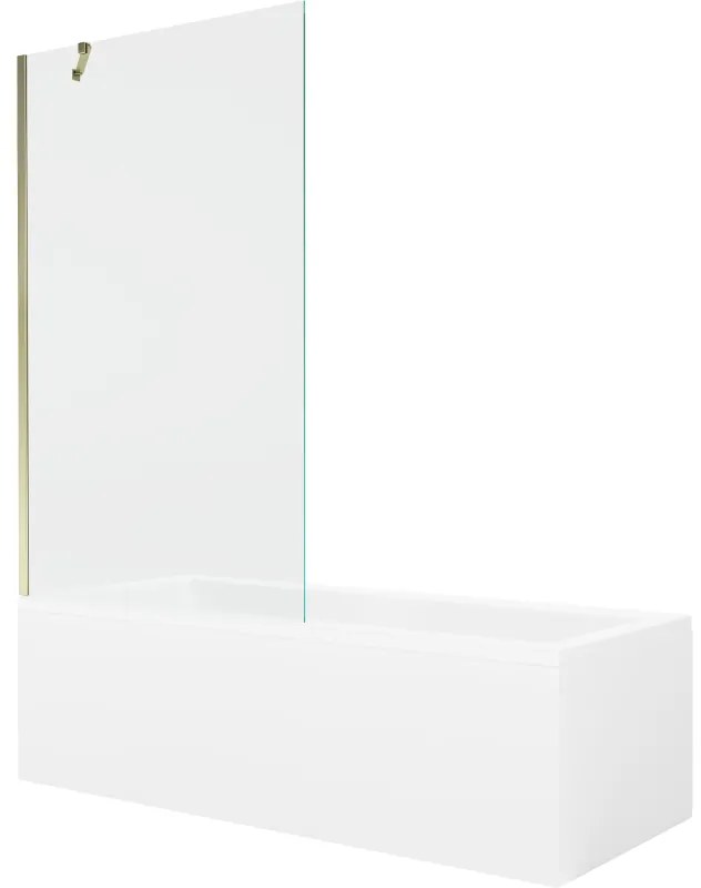 Mexen Cubik wanna prostokątna 170 x 70 cm z obudową i parawanem 1-skrzydłowym 100 cm, transparent, złoty - 550317070X9510000050