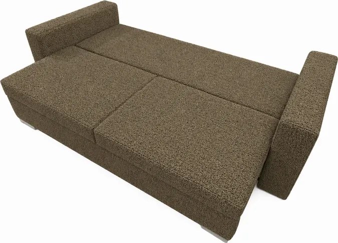 Sofa z Funkcją Spania DRAVOS Brązowa Boucle Japandi