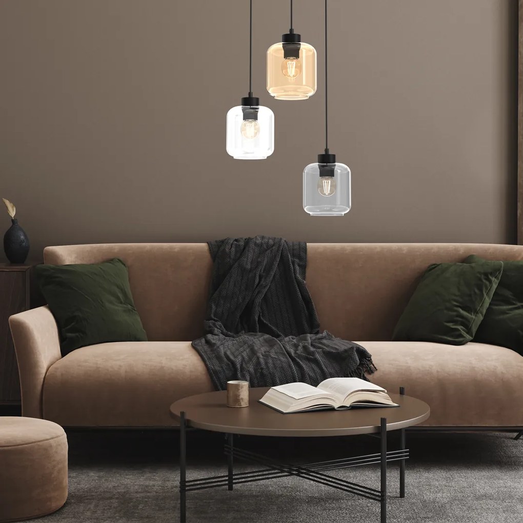 Lampa wisząca SOMBRA MIX 3xE27, potrójna, 3 klosze, na kole