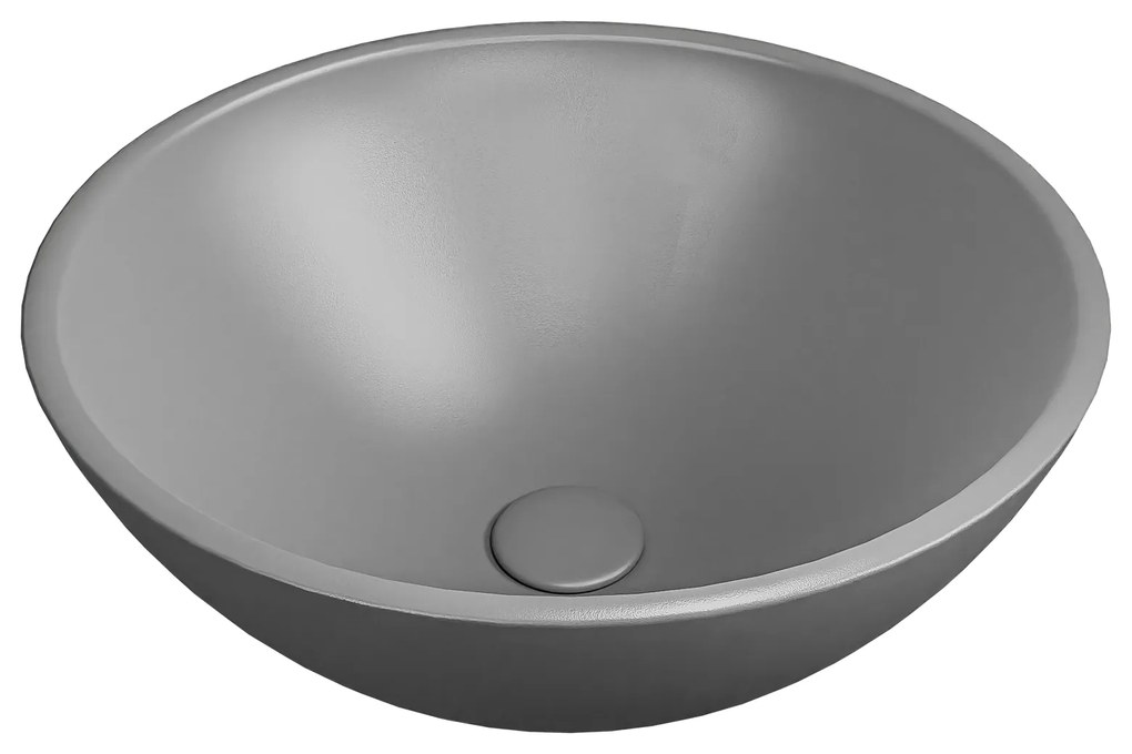 Umywalka ceramiczna nablatowa okrągła szara matowa bez otworu na baterię 32 cm MALO Grey z powłoką easy clean