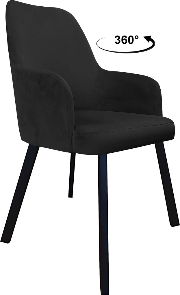 Krzesło WESTA tkanina Welur noga metalowa elegancki styl loftowy : Kolor nogi - Czarna profil, Kolor tkaniny - VELVET - MG19, Typ siedziska - Siedzisko obrotowe 360°