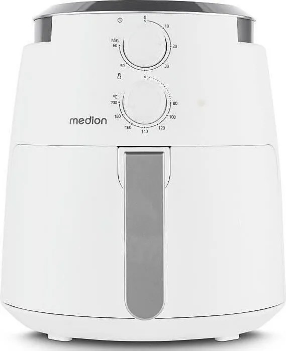 Frytkownica na gorące powietrze MEDION MD13020 1500W, 4,7L, minutnik 60 min, regulowana temperatura do 200°C, biała