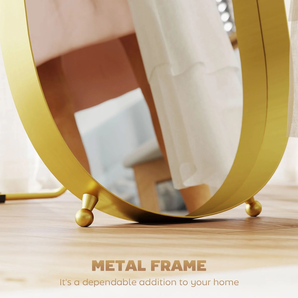 HOMCOM Lustro całego ciała z ramą metalową, 160 x 50 cm, złota rama, do salonu, sypialni
