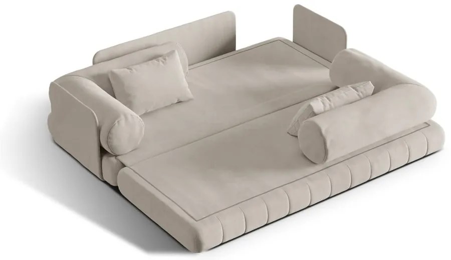 Beżowa aksamitna rozkładana sofa 206 cm Kemi – Cosmopolitan Design