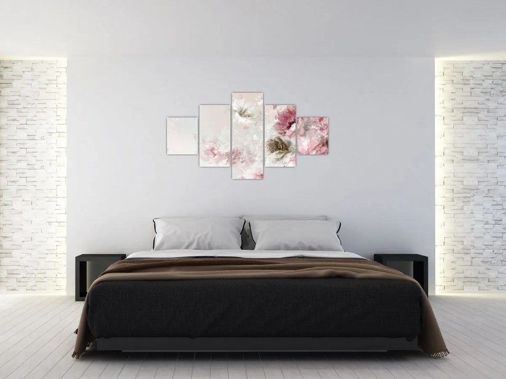 Obraz - Malowanie różowych kwiatów (125x70 cm)