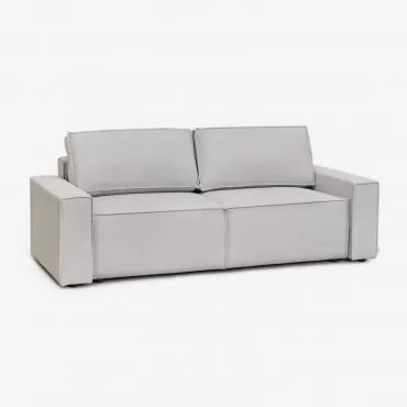 Sofa Rozkładana 3-osobowa Tapicerowana Tampere Tkaniny Gris Glacial - Sklum