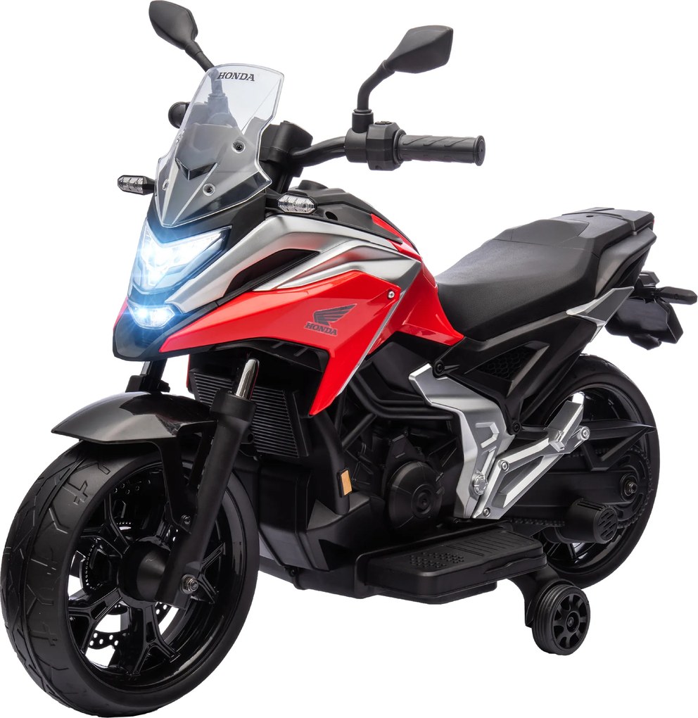 AIYAPLAY Motocykl Elektryczny dla Dzieci, Honda, 3 km/h, Muzyka i Światło, 3-6 Lat, do 30 kg, Czerwony