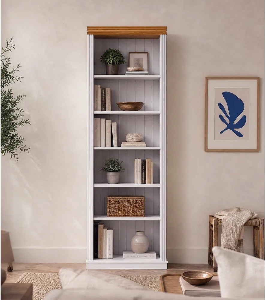 Biały regał z litego drewna sosnowego 74x223x37 cm Anita – Støraa
