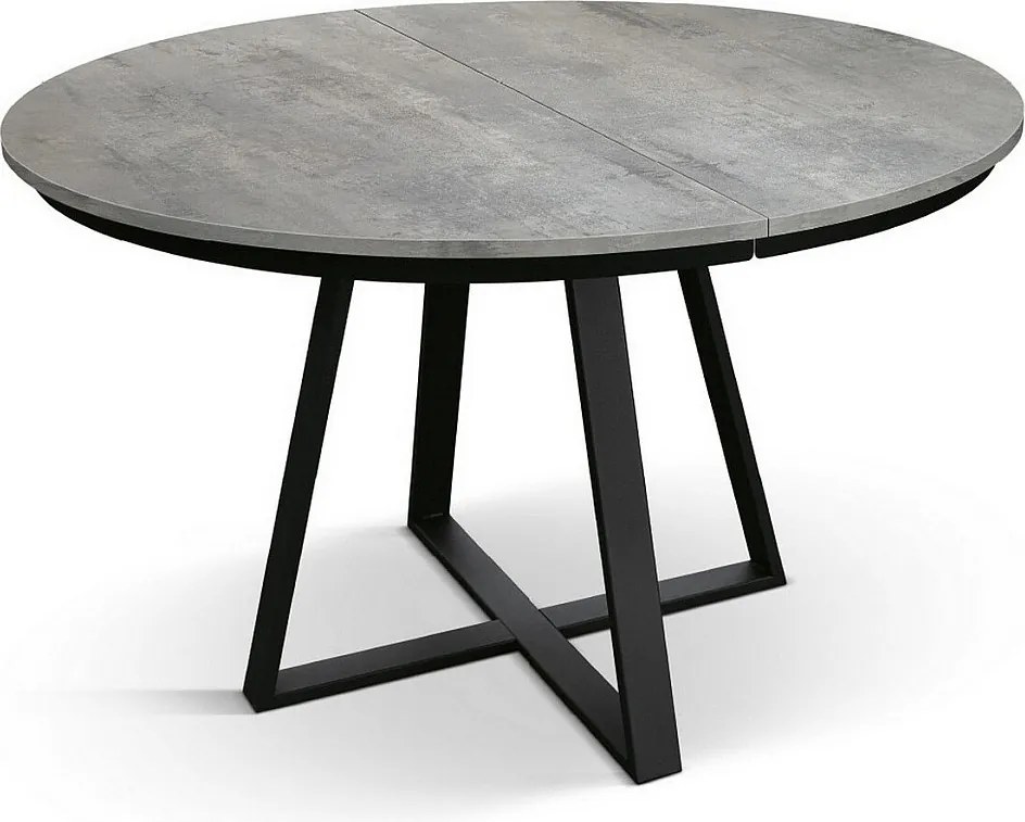 Drewniany okrągły stół w kolorze szarym cementowym, antracytowa podstawa, ⌀120 - PANTELLERIA