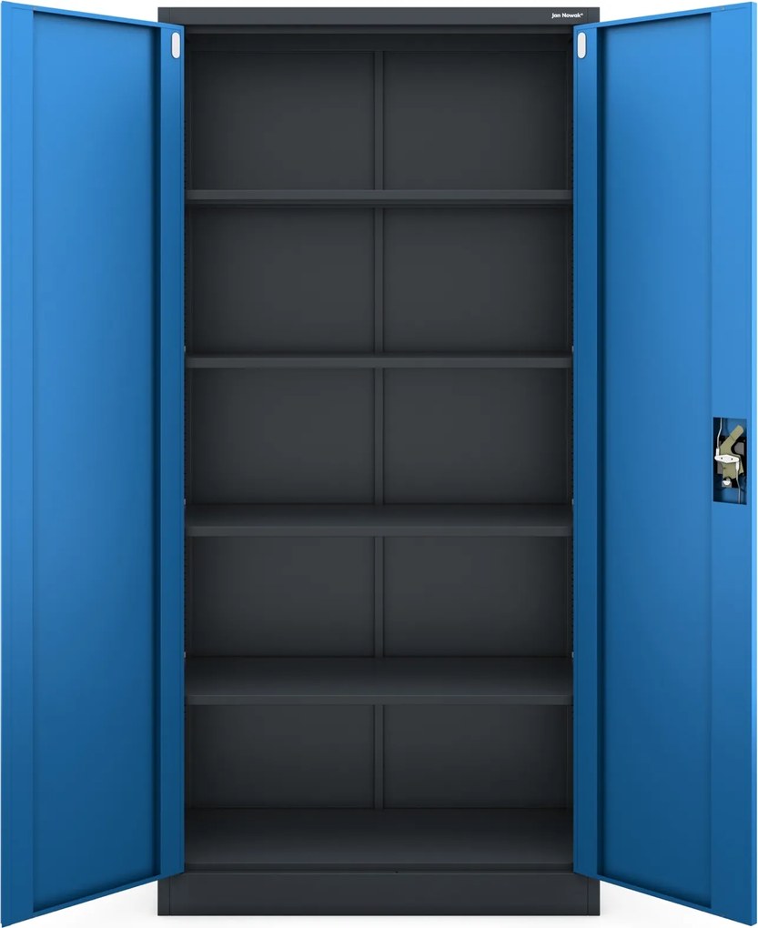 Szafa biurowa Jan dwudrzwiowa 90x40x185 cm antracyt/niebieski