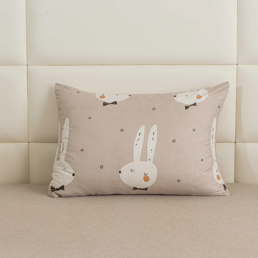 PrzytulneMieszkanie.pl Prześcieradło z mikrofibry 140x240 cm i poszewka na poduszkę 50x70 cm WHITE RABBIT, beżowe