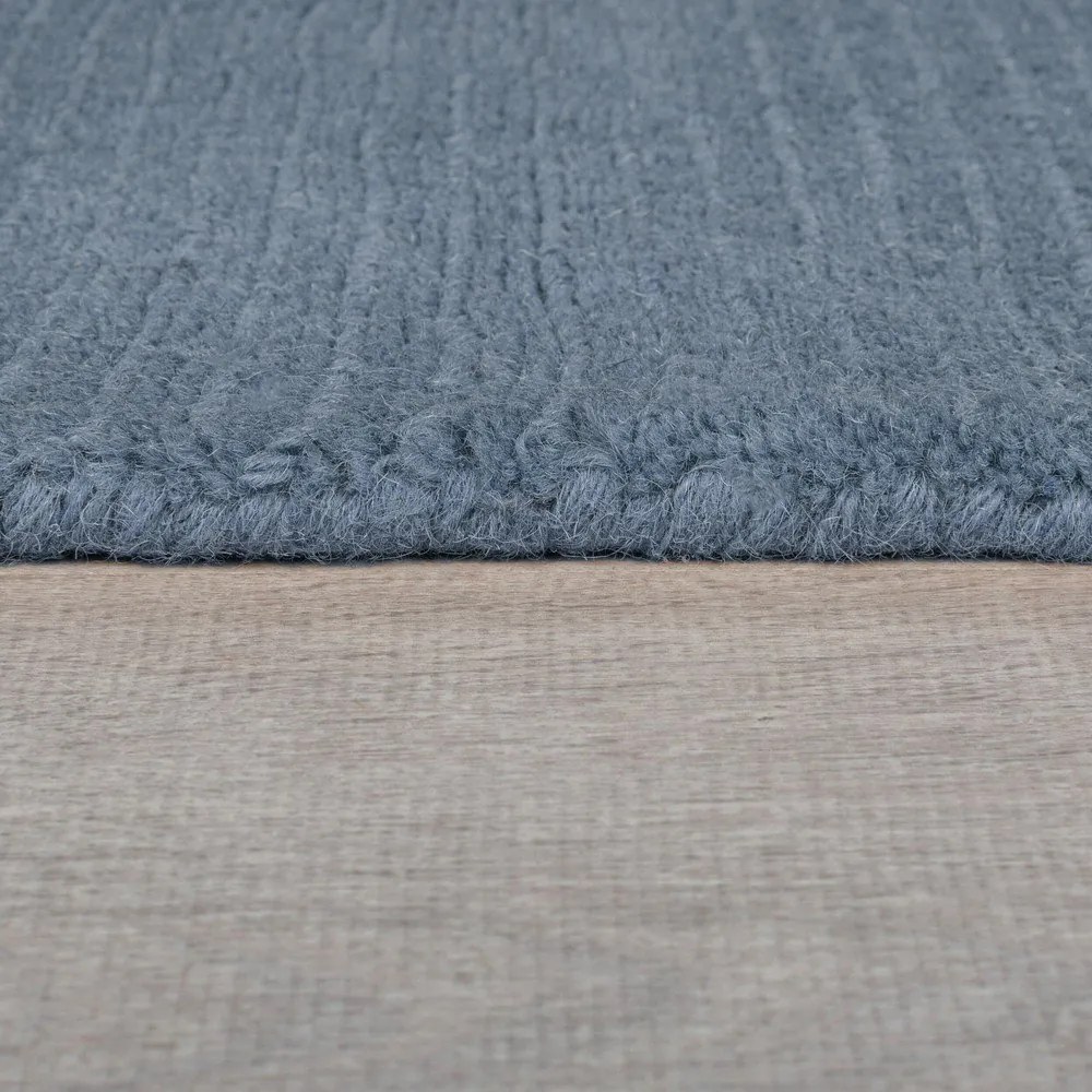 Ciemnoniebieski wełniany dywan tkany ręcznie 200x290 cm Textured Wool Border – Flair Rugs