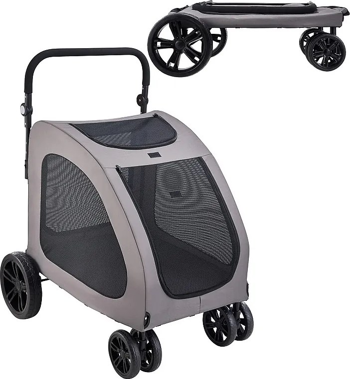 Wózek na Psa SucceBuy, 4 Koła z Hamulcami, Pojemność 73 kg, Regulowalna Wysokość, Tkanina Oxford 600D