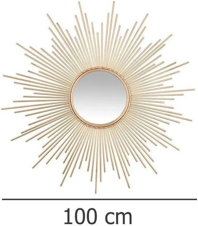 Dekoracyjne lustro ścienne GOLD SUN Ø 98,5 cm