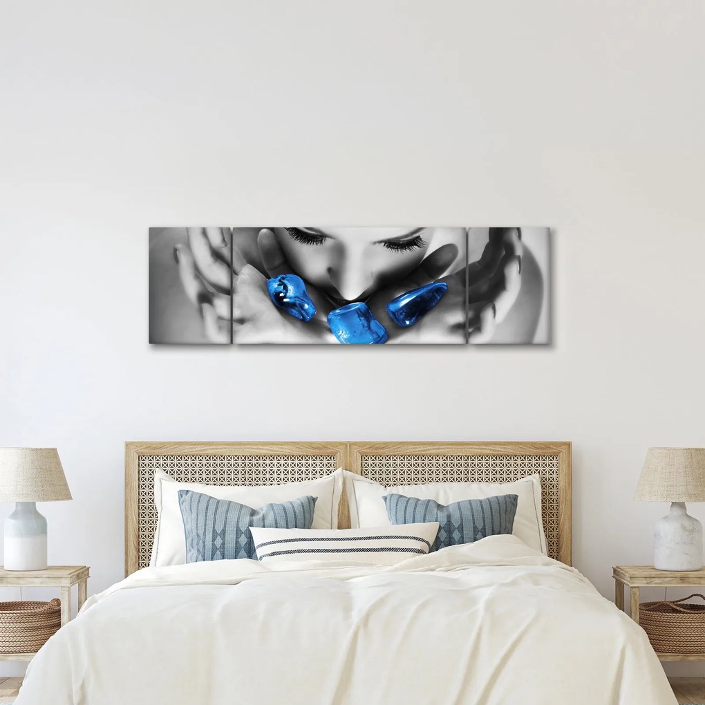 Obraz portretu kobiety z kamieniami (170x50 cm)