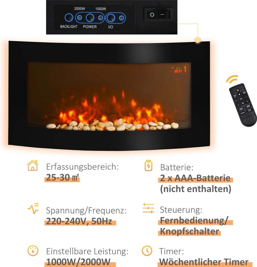 HOMCOM kominek elektryczny piec kominkowy