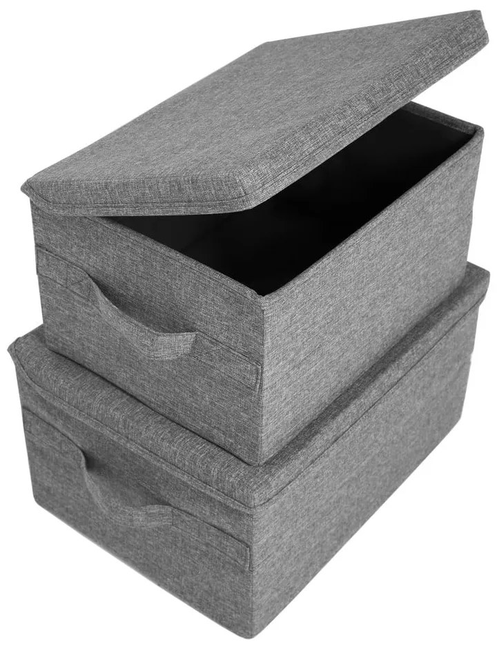 Szary tekstylny pojemnik z pokrywką 40x30x22 cm Soft Storage – Bigso