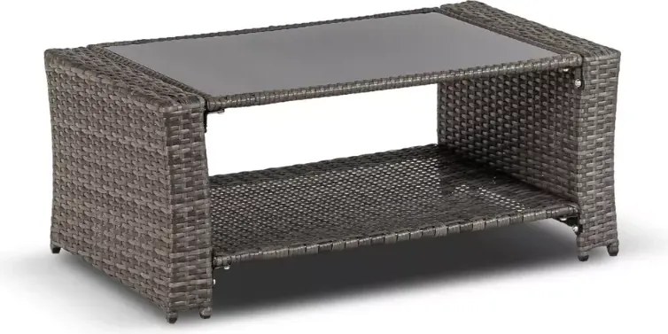 Zestaw mebli ogrodowych Arachi 2 fotele + sofa + stolik + 2 pufy szary taras balkon ogród