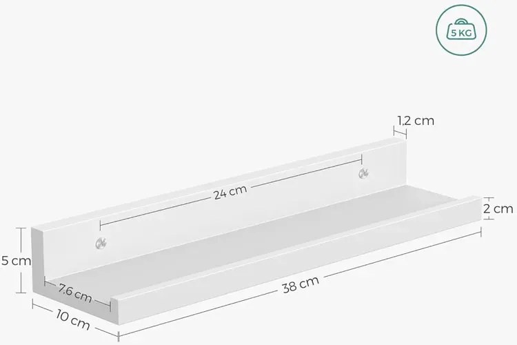 Komplet 3 Białych Półek Ściennych Połysk Bertos 2X