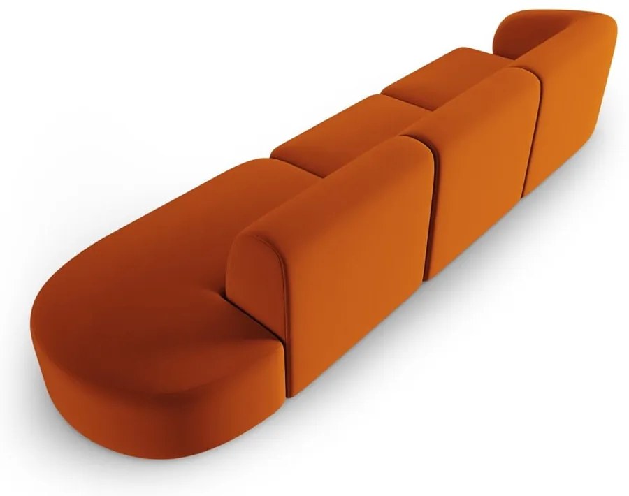 Aksamitna sofa lewostronna w kolorze terakoty 311 cm Paolo – Milo Casa