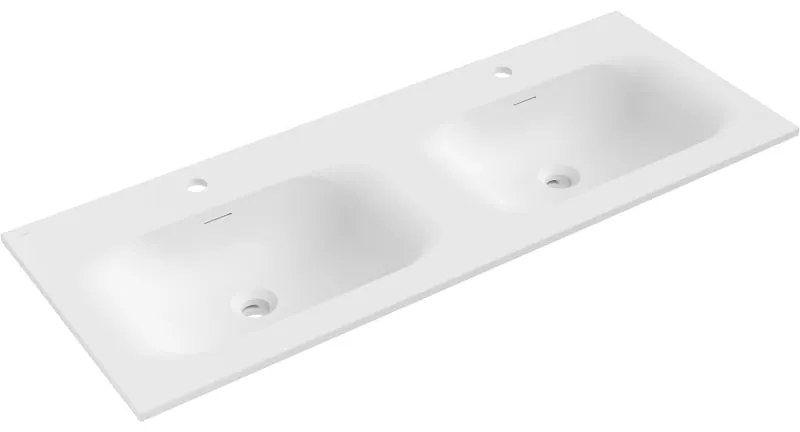 Mexen Vela umywalka wpuszczana w blat podwójna 121 x 46,5 cm, biała mat - 25231201D