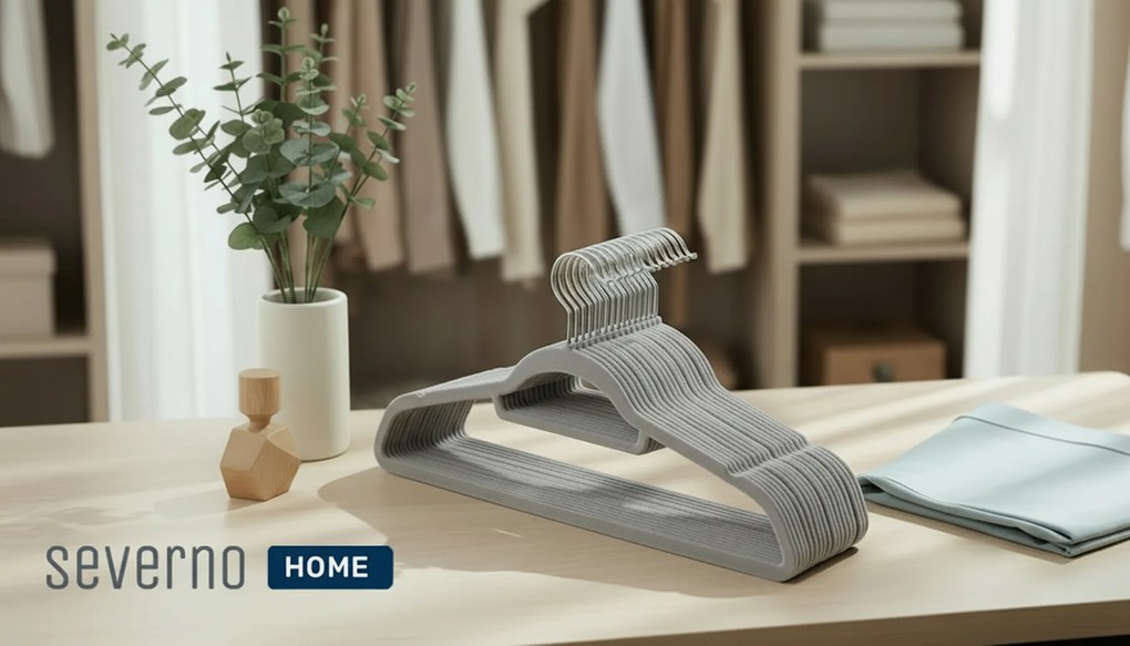 Zestaw wieszaków welurowych MAGIC VELVET 20 szt. szare