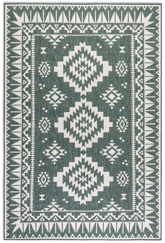 Dywan dwustronny zewnętrzny Gemini kremowo-zielony 200 cm x 290 cm
