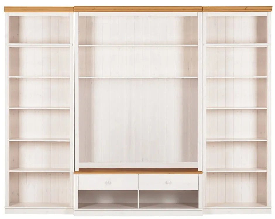 Biały zestaw pod TV z litego drewna sosnowego 288x223 cm Anita – Støraa