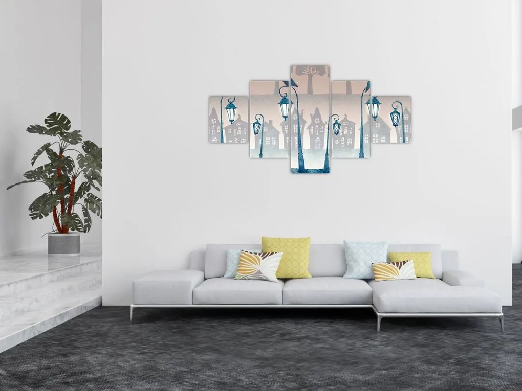 Obraz - Kruki strzegące miasta (125x70 cm)