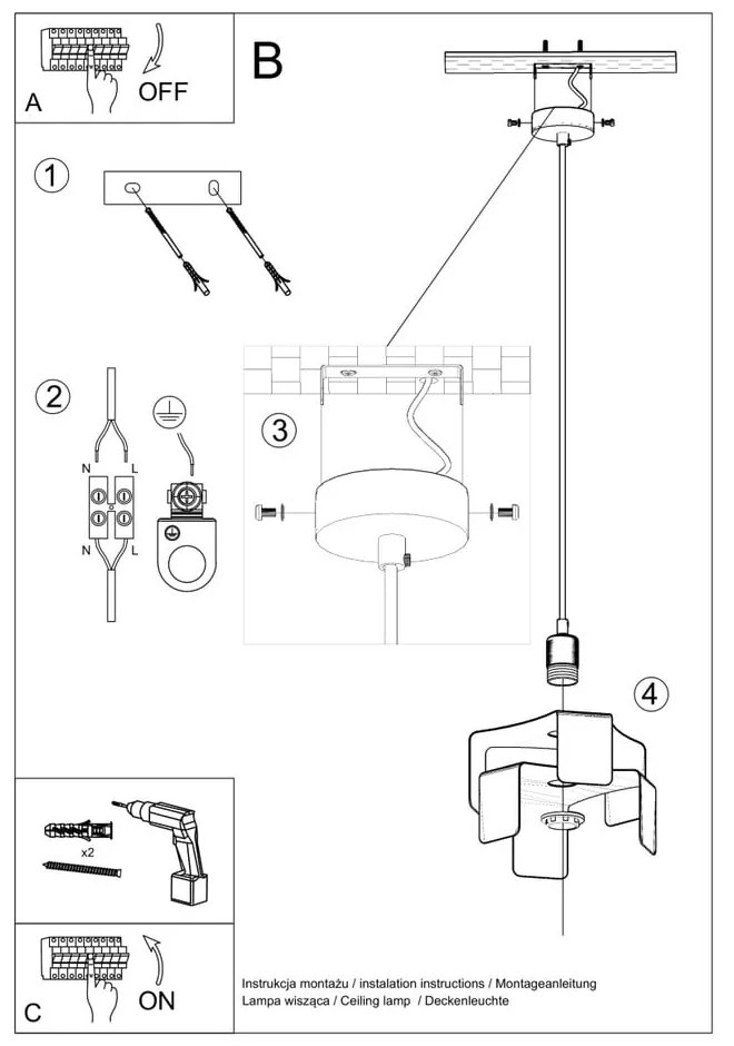 Biała lampa wisząca z metalowym kloszem ø 24 cm Rossario – Nice Lamps