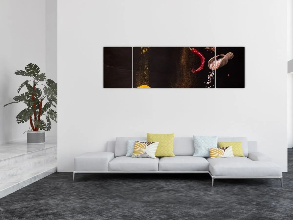 Obraz - Przyprawy w ruchu (170x50 cm)