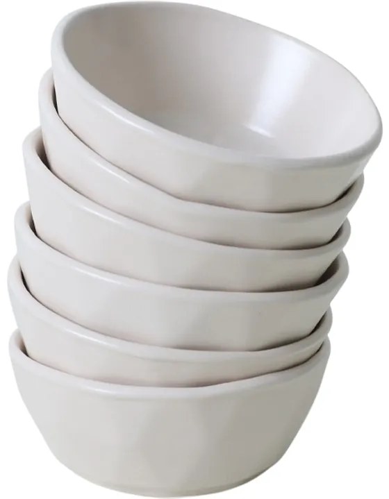 Zestaw 6 misek kamionkowych Facetta 12 cm, kremowy