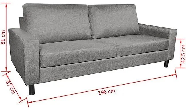 Stylowa trzyosobowa jasnoszara sofa - Izarra 3X