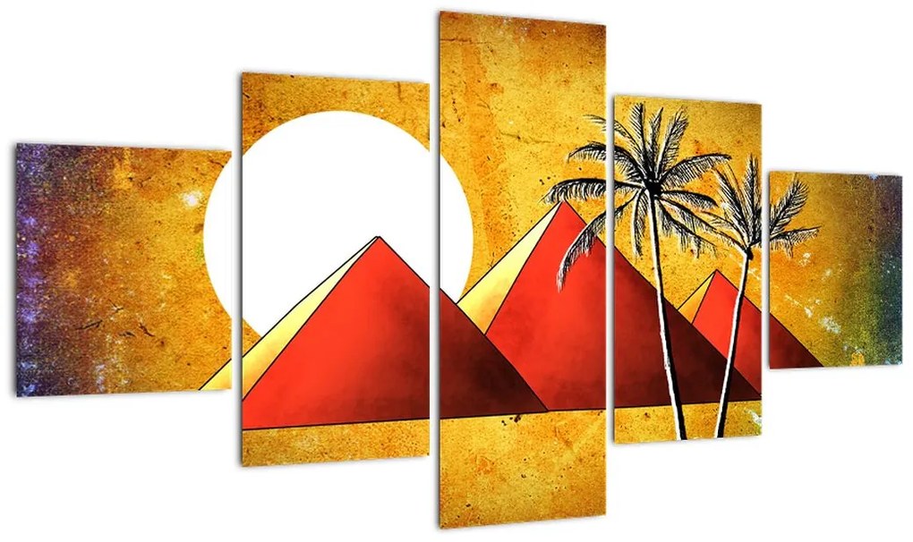 Obraz malowanych egipskich piramid (125x70 cm)