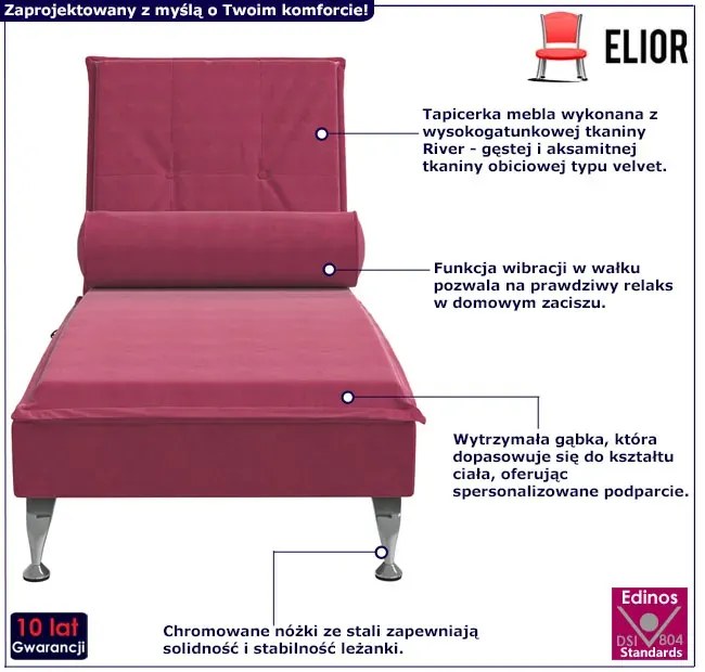 Masująca czerwona leżanka do salonu - Beluso 4X