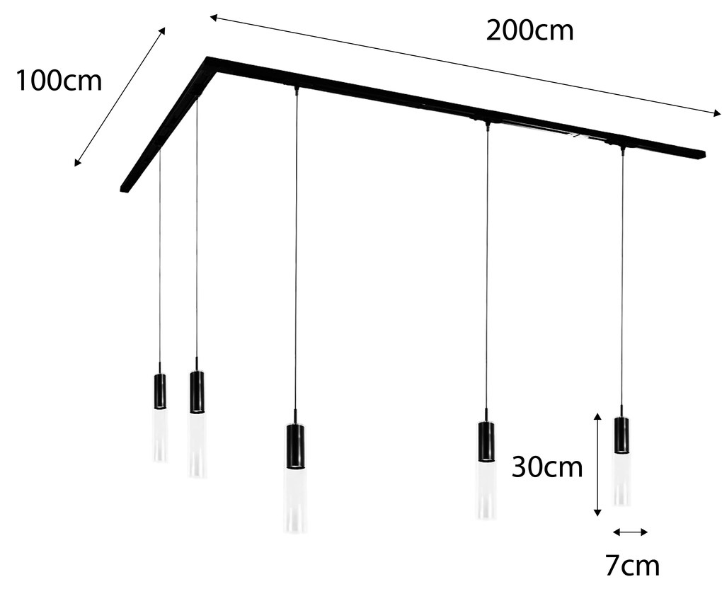 Nowoczesny system szynowy z 5 lampami wiszącymi, ciemny brąz, 1-fazowy - Iconic Lloyd Nowoczesny Oswietlenie wewnetrzne