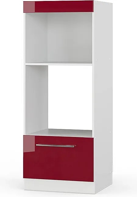 Szafka do mikrofalówki bordowa czerwień wysoki połysk 60x58.1x153.6 fame-line