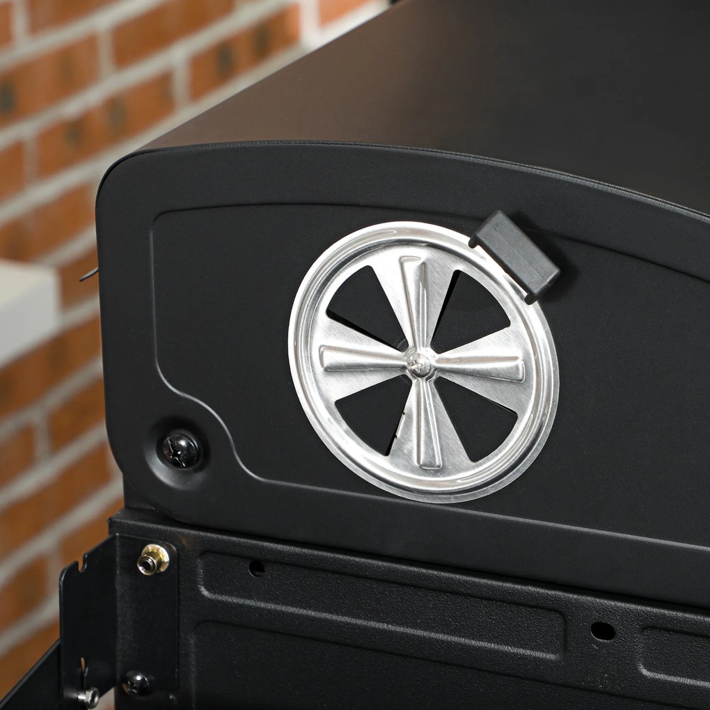 Outsunny Grill gazowy BBQ-Grill, z termometrem, płytkami podgrzewającymi, 161 x 53 x 101 cm, Czarny + Srebrny