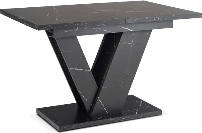 Stół Prostokątny Rozkładany CLARK 120-160 cm Czarny Marmur Glamour