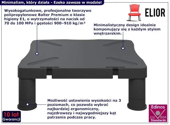 Minimalistyczna nadstawka na biurko z regulowanymi nóżkami - Ezeko